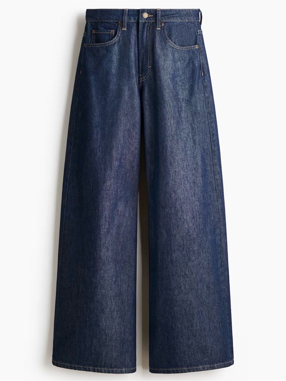 H&M Wide High Waist Jeans in Dark Denim Blue